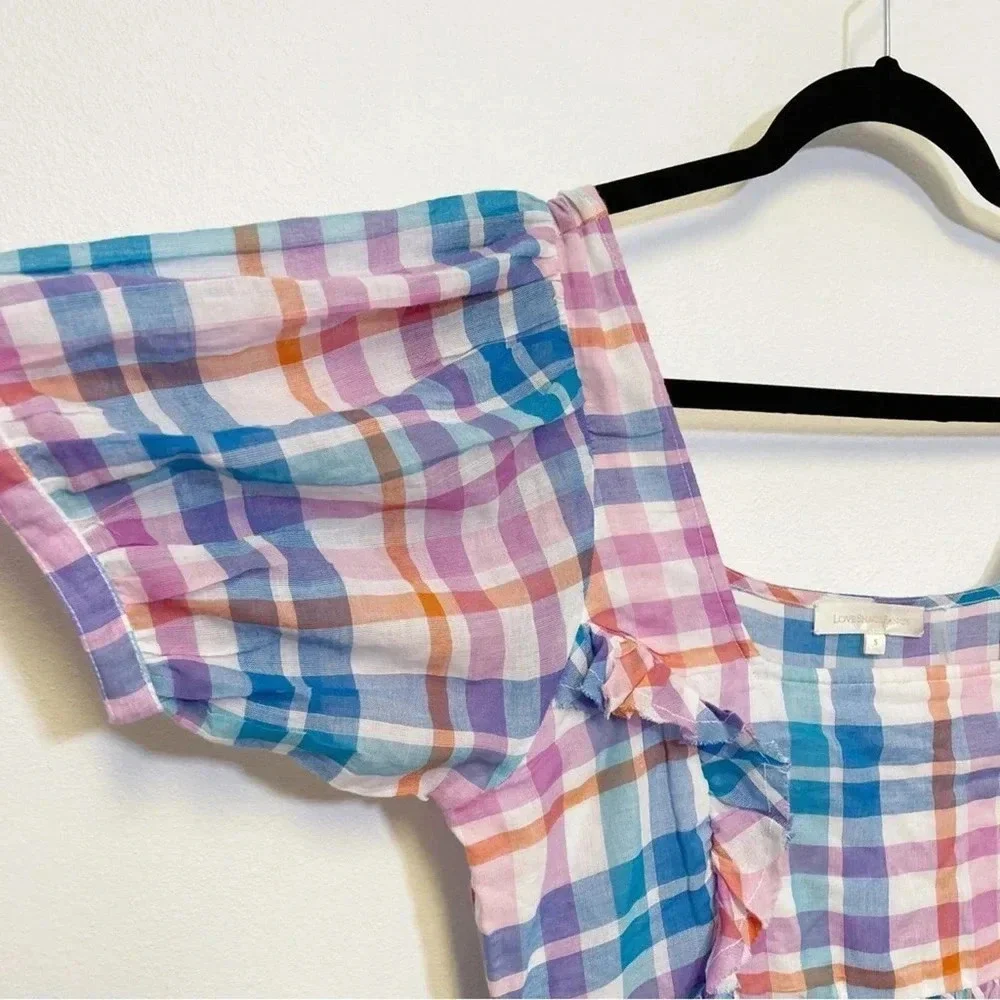 NWOT LoveShackFancy Kimball Plaid Dress - Square Neck Empire Waist Ruffle - Picture 4 of 6